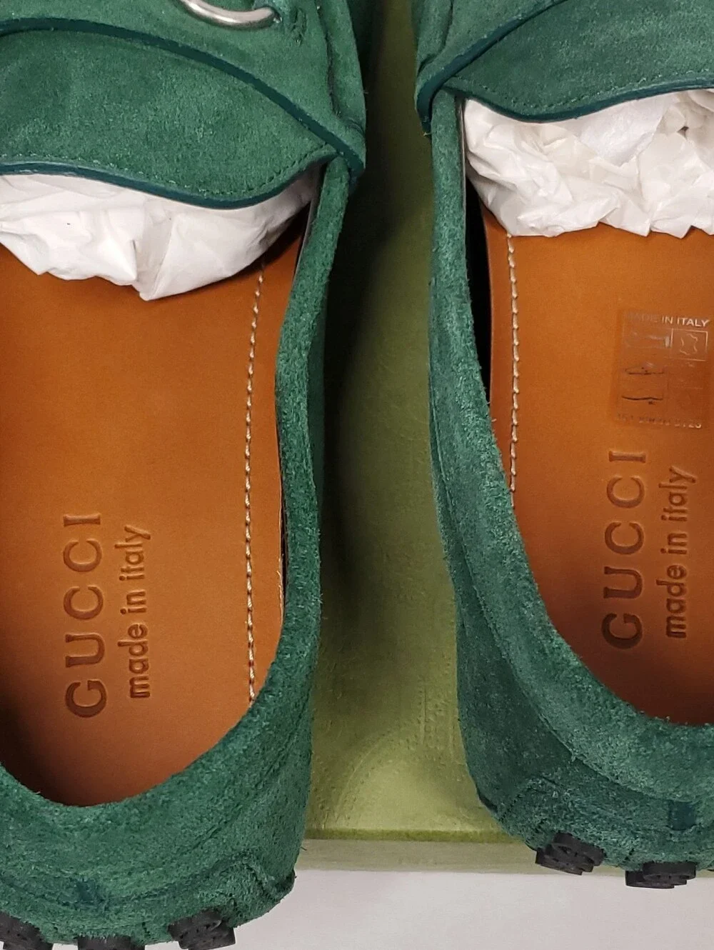 Gucci Green Suede Bit Loafers -Size 8G Elegant Slip-Ons Mens US 8 Womens 10/10.5